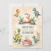 Invitation Aquarelle tendance Trois Rex Troisième 3D Annivers (Devant)