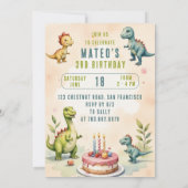Invitation Aquarelle tendance Trois Rex Troisième 3D Annivers (Dos)