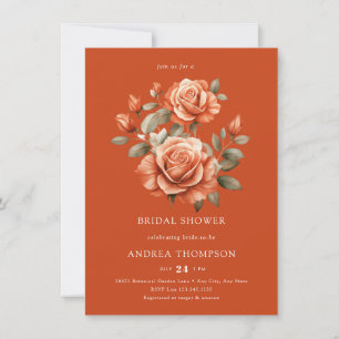 Invitation Aquarelle Terracotta Baby Shower Floral de Maria