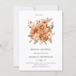 Invitation Aquarelle Terracotta Fête des mariées florale