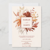 Invitation Aquarelle Terracotta Fleur sauvage Boho Mariage (Devant)
