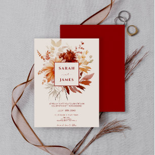 Invitation Aquarelle Terracotta Fleur sauvage Boho Mariage