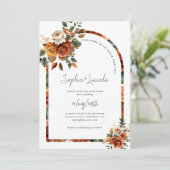 Invitation Aquarelle Terracotta Floral Boho Arch Mariage (Debout devant)