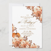 Invitation Aquarelle Terracotta Floral Boho Rustique Mariage (Devant)