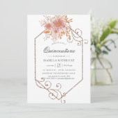 Invitation Aquarelle Terracotta géométrique Quinceañera (Debout devant)