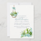 Invitation Aquarelle Terrarium en verre Baby shower de succul (Devant)