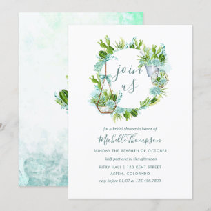 Invitation Aquarelle Terrarium en verre Fête des mariées succ