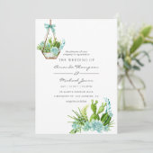 Invitation Aquarelle Terrarium en verre Mariage (Debout devant)