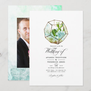 Invitation Aquarelle Terrarium en verre Mariage