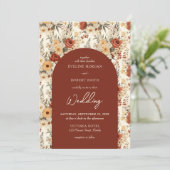 Invitation Aquarelle terre cuite et fleurs sauvages d'ivoire (Debout devant)