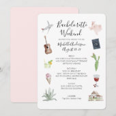 Invitation Aquarelle Texas Bachelorette Heekend Itinéraire (Devant / Derrière)