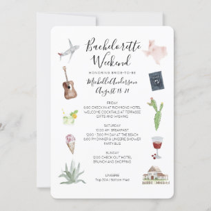 Invitation Aquarelle Texas Bachelorette Heekend Itinéraire