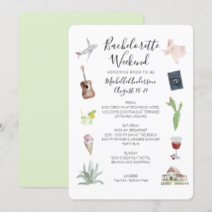 Invitation Aquarelle Texas Bachelorette Heekend Itinéraire