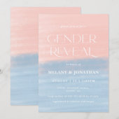 Invitation Aquarelle texturée baby shower rose bleu (Devant / Derrière)