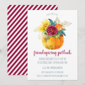 Invitation Aquarelle Thanksgiving Citrouille Vase Friendsgivi (Devant / Derrière)