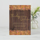 Invitation Aquarelle Thanksgiving Rustique Automne Feuilles B (Debout devant)