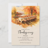 Invitation Aquarelle Thanksgiving Table extérieure (Devant)