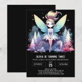 Invitation Aquarelle Thème Fée Anniversaire (Devant / Derrière)