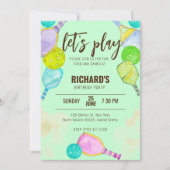 Invitation Aquarelle Thème Pickleball Green Anniversaire (Devant)