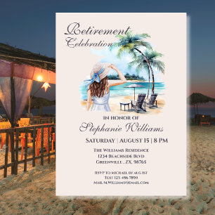 Invitation Aquarelle Thème Plage pour la Retraite des Femmes
