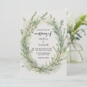 Invitation Aquarelle Thyme Rosemary Sprig Wreath Mariage (Debout devant)