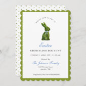 Invitation Aquarelle Topiary Bunny Pâques Brunch (Devant / Derrière)