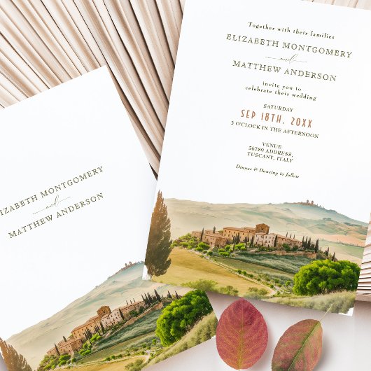 Invitation Aquarelle Toscane Italie Destination Mariage