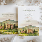 Invitation Aquarelle Toscane Italie Destination Mariage