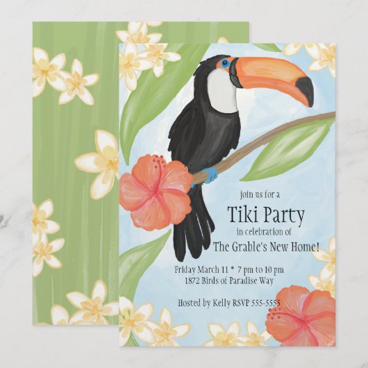 Invitation Aquarelle Toucan (Devant / Derrière)