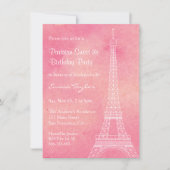 Invitation Aquarelle Tour Eiffel Fête d'anniversaire parisien (Devant)