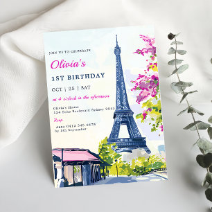 Invitation Aquarelle Tour Eiffel Paris 1er anniversaire