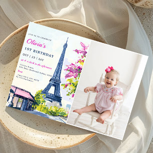 Invitation Aquarelle Tour Eiffel Paris 1er anniversaire Photo