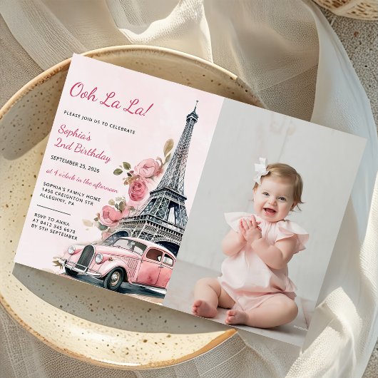 Invitation Aquarelle Tour Eiffel Paris 2e anniversaire Photo