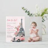 Invitation Aquarelle Tour Eiffel Paris 2e anniversaire Photo (Debout devant)