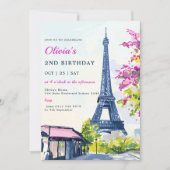 Invitation Aquarelle Tour Eiffel Paris 2ème anniversaire (Devant)