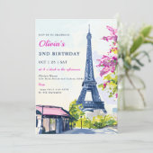 Invitation Aquarelle Tour Eiffel Paris 2ème anniversaire (Debout devant)