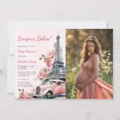 Invitation Aquarelle Tour Eiffel Paris Baby shower photo (Devant)