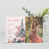 Invitation Aquarelle Tour Eiffel Paris Baby shower photo (Debout devant)