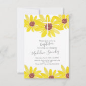 Invitation Aquarelle tournesol Baptême main peint (Devant)