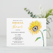 Invitation Aquarelle tournesol douche nuptiale élégant simple (Debout devant)