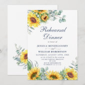 Invitation Aquarelle tournesol Eucalyptus REHEARSAL DInner (Devant / Derrière)