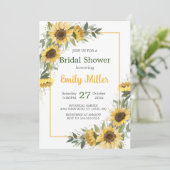 Invitation Aquarelle Tournesol Fête des mariées verte (Debout devant)