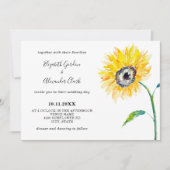 Invitation Aquarelle Tournesol Horizontal Élégant Simple (Devant)