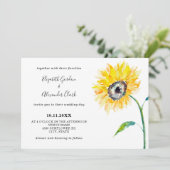 Invitation Aquarelle Tournesol Horizontal Élégant Simple (Debout devant)