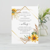 Invitation Aquarelle tournesol Mariage rustique (Debout devant)