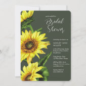 Invitation Aquarelle Tournesol Moss Wedding shower vert (Devant)