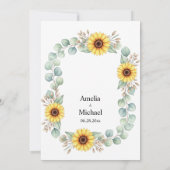 Invitation Aquarelle Tournesol Note papier Arrière - plan (Dos)