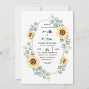 Invitation Aquarelle Tournesol Note papier Arrière - plan