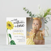 Invitation Aquarelle Tournesol photo premier anniversaire (Debout devant)