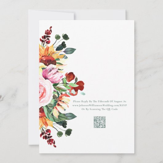 Invitation Aquarelle tournesol printemps été automne Mariage (Dos)